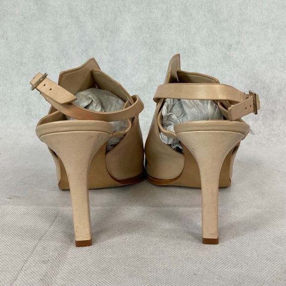 Vince‎ Camuto Sandals Womens Sz 9,5  Beige Open Toe Heel Slingback Leather NEW - Picture 3 of 7